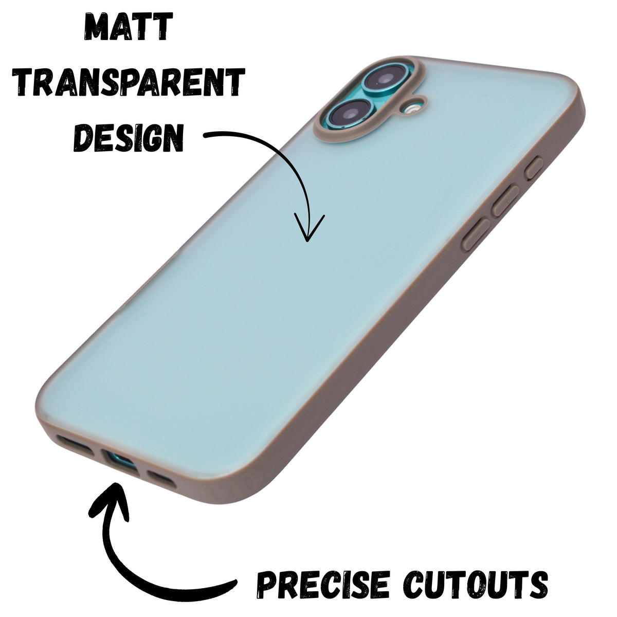 Minimalist Matte Finish Transparent Phone Case for iPhone 16 Plus
