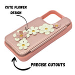 3D Flower Wallet Flip with Card Holder & Detachable Sling Phone Case for iPhone 16 Pro