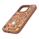 Bohemian Ethnic Print Cork Texture with Pearl Detail Phone Case for iPhone 15 Pro