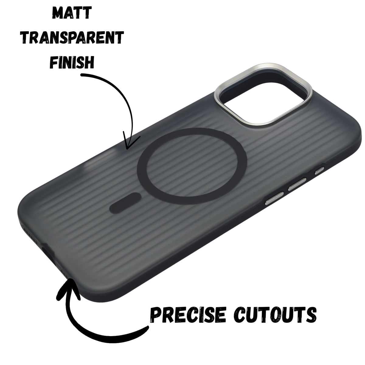 Matte Transparent Corrugated Texture MagSafe Compatible Phone Case for iPhone 16 Pro Max