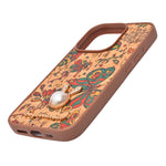 Bohemian Ethnic Print Cork Texture with Pearl Detail Phone Case for iPhone 15 Pro