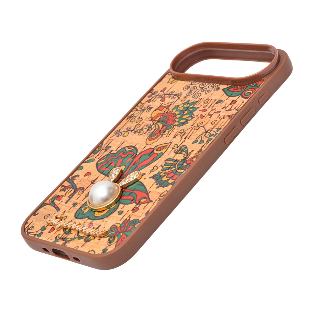 Bohemian Ethnic Print Cork Texture with Pearl Detail Phone Case for iPhone 17 Air