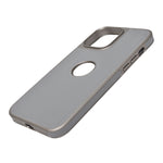 Premium Leather Finish with Metallic Logo Ring Cutout Phone Case for iPhone 14 Pro Max