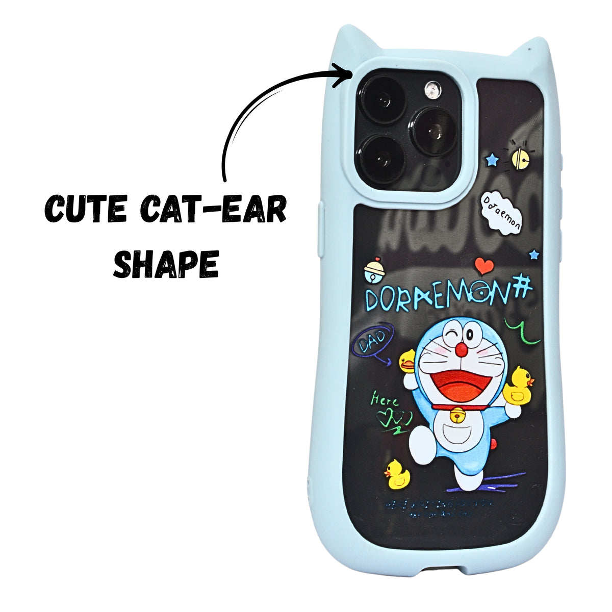 Cute Cartoon Phone Case with Cat Ears For iPhone 15 Pro