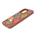 Bohemian Ethnic Print Cork Texture with Pearl Detail Phone Case for iPhone 15 Pro Max