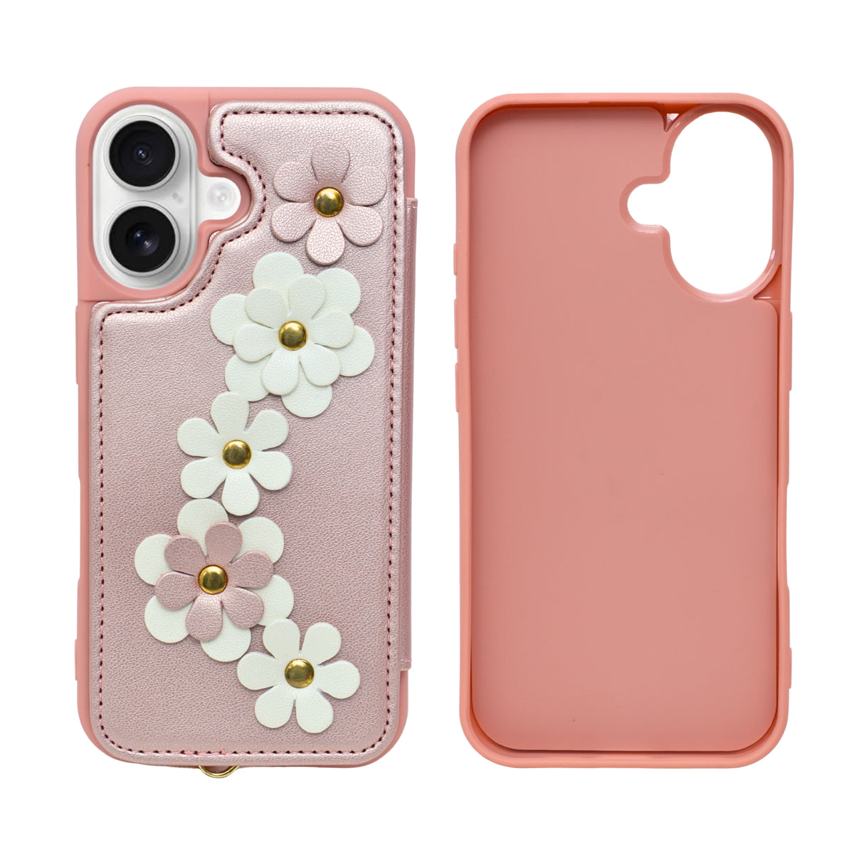 3D Flower Wallet Flip with Card Holder & Detachable Sling Phone Case for iPhone 16