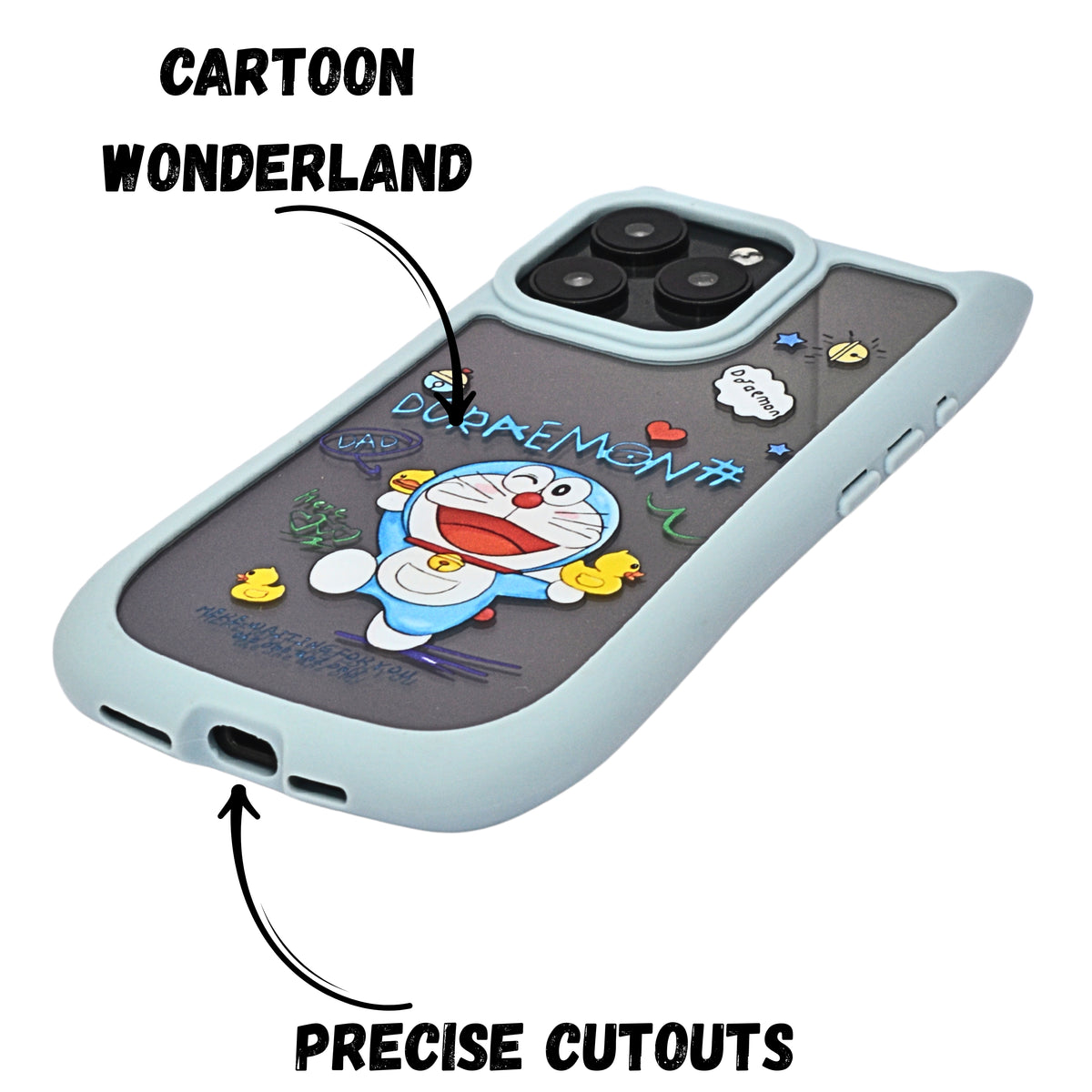 Cute Cartoon Phone Case with Cat Ears For iPhone 15 Pro