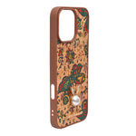 Bohemian Ethnic Print Cork Texture with Pearl Detail Phone Case for iPhone 16 Pro Max