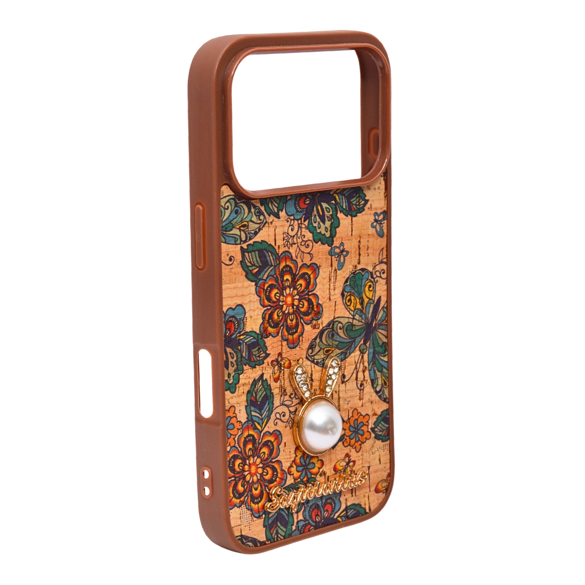 Bohemian Ethnic Print Cork Texture with Pearl Detail Phone Case for iPhone 17 Pro