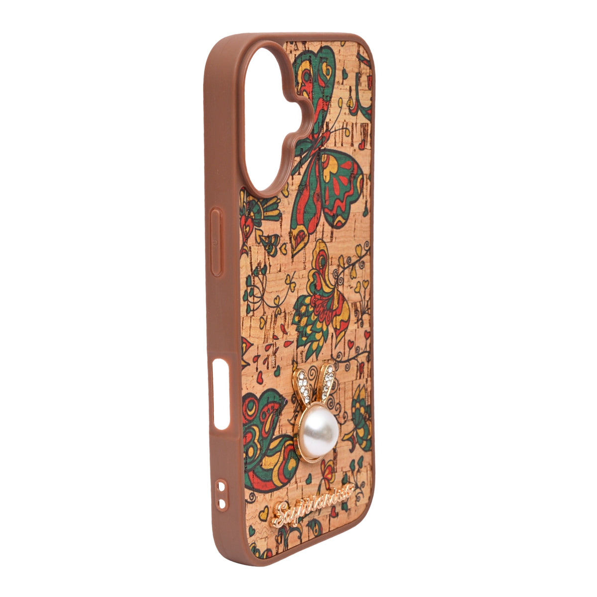 Bohemian Ethnic Print Cork Texture with Pearl Detail Phone Case for iPhone 17