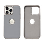 Premium Leather Finish with Metallic Logo Ring Cutout Phone Case for iPhone 14 Pro Max