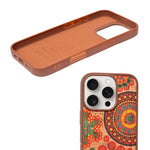 Bohemian Ethnic Print Cork Texture with Pearl Detail Phone Case for iPhone 16 Pro