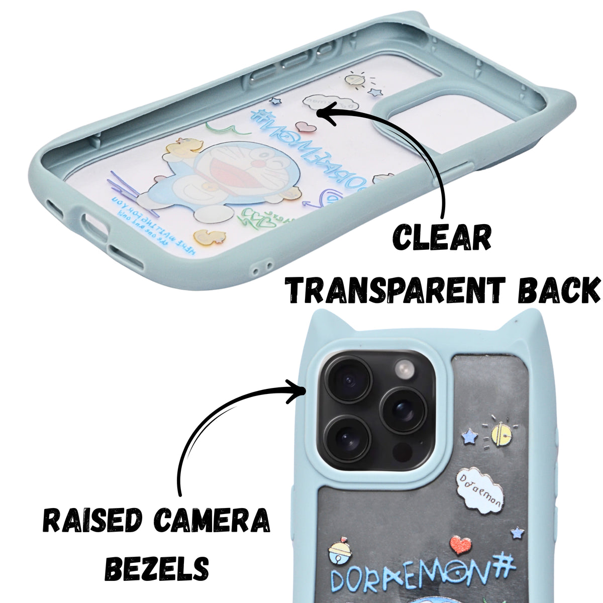 Cute Cartoon Phone Case with Cat Ears For iPhone 15 Pro