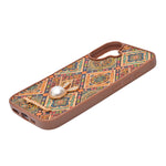 Bohemian Ethnic Print Cork Texture with Pearl Detail Phone Case for iPhone 16