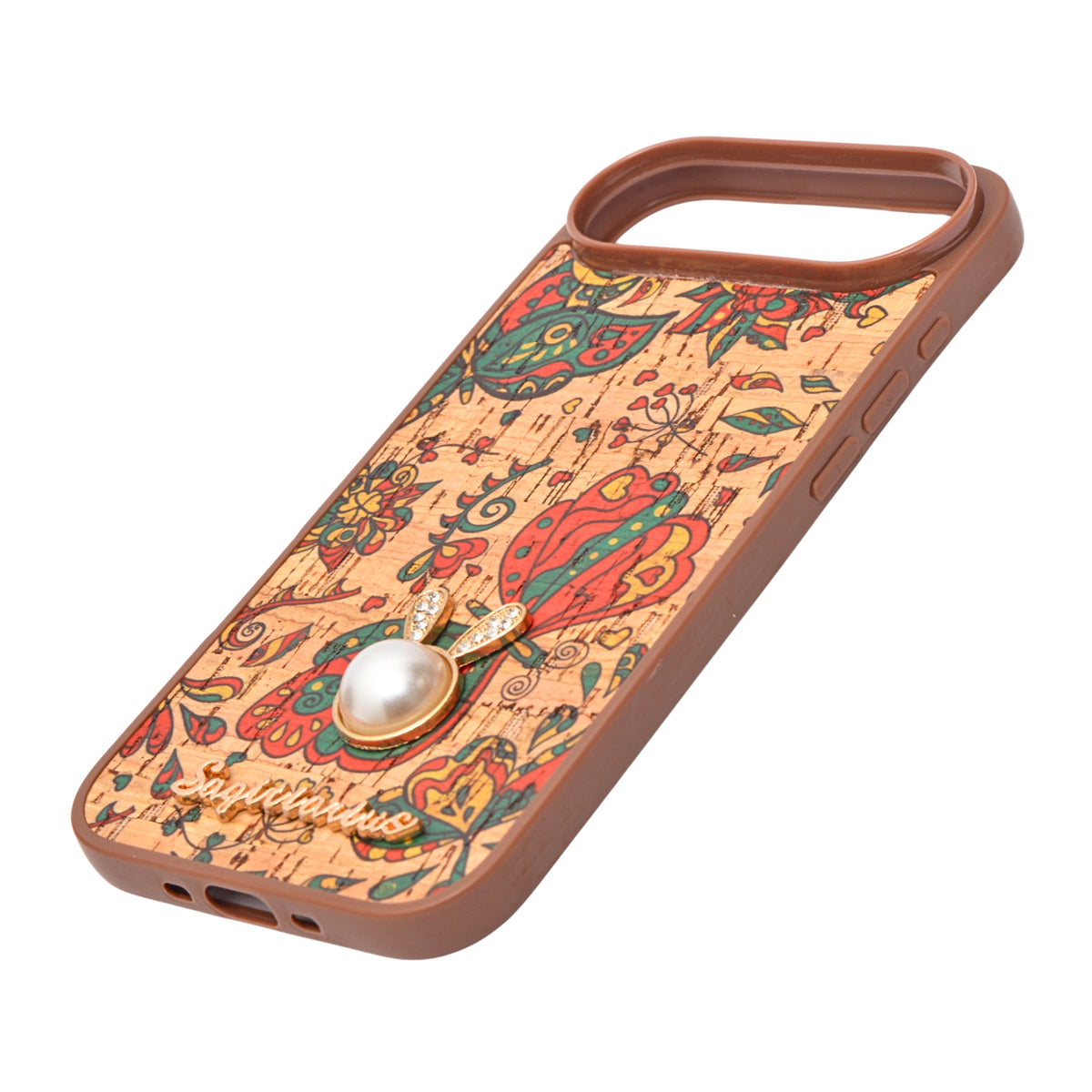 Bohemian Ethnic Print Cork Texture with Pearl Detail Phone Case for iPhone 17 Air