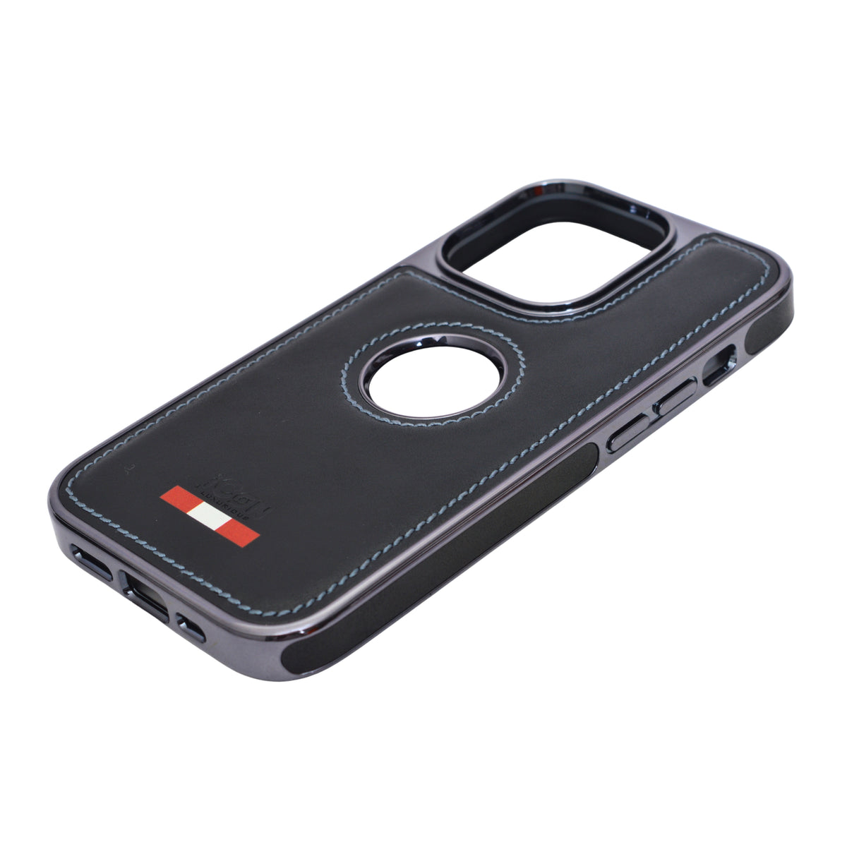 Premium Leather Finish with Logo Cutout Phone Case for iPhone 14 Pro