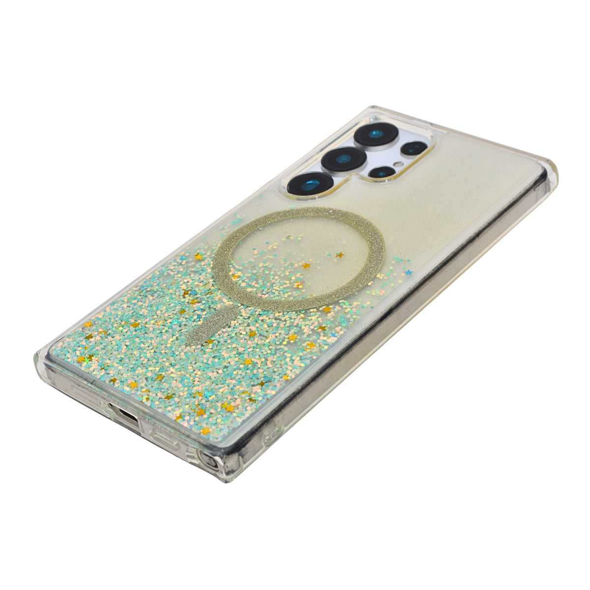 Clear Protective Case with Dynamic Glitter and MagSafe for Samsung S24 Ultra