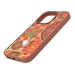 Bohemian Ethnic Print Cork Texture with Pearl Detail Phone Case for iPhone 15 Pro
