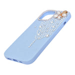 Luxury Glitter Finish with 3D Pearl Flower Design Phone Case for iPhone 14 Plus/ 15 Plus
