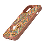 Bohemian Ethnic Print Cork Texture with Pearl Detail Phone Case for iPhone 13 / 14