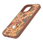 Bohemian Ethnic Print Cork Texture with Pearl Detail Phone Case for iPhone 16 Pro Max