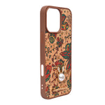 Bohemian Ethnic Print Cork Texture with Pearl Detail Phone Case for iPhone 16 Pro Max