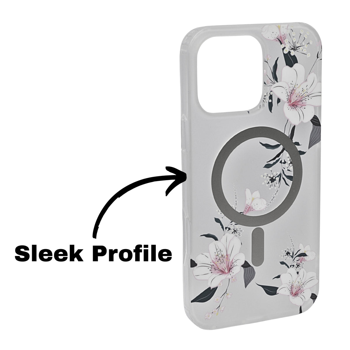 Transparent Floral MagSafe Compatible Phone Case for iPhone 16 Pro Max