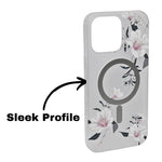 Transparent Floral MagSafe Compatible Phone Case for iPhone 16 Pro Max