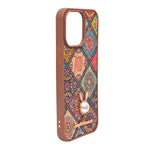 Bohemian Ethnic Print Cork Texture with Pearl Detail Phone Case for iPhone 14 Pro Max