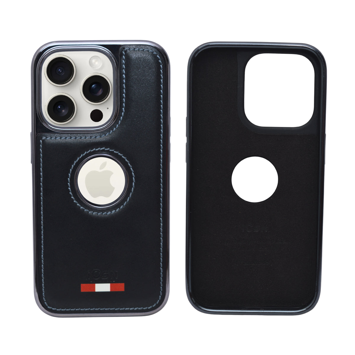 Premium Leather Finish with Logo Cutout Phone Case for iPhone 14 Pro