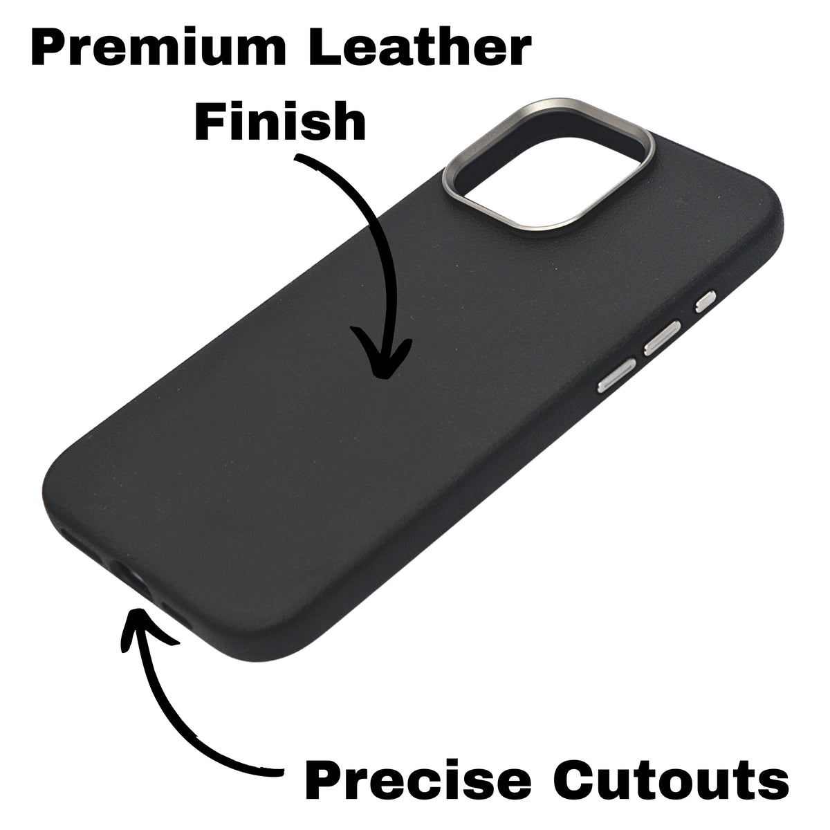 Leather Textured with Metallic Camera Ring for iPhone 16 Pro Max