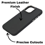Leather Textured with Metallic Camera Ring for iPhone 16 Pro Max