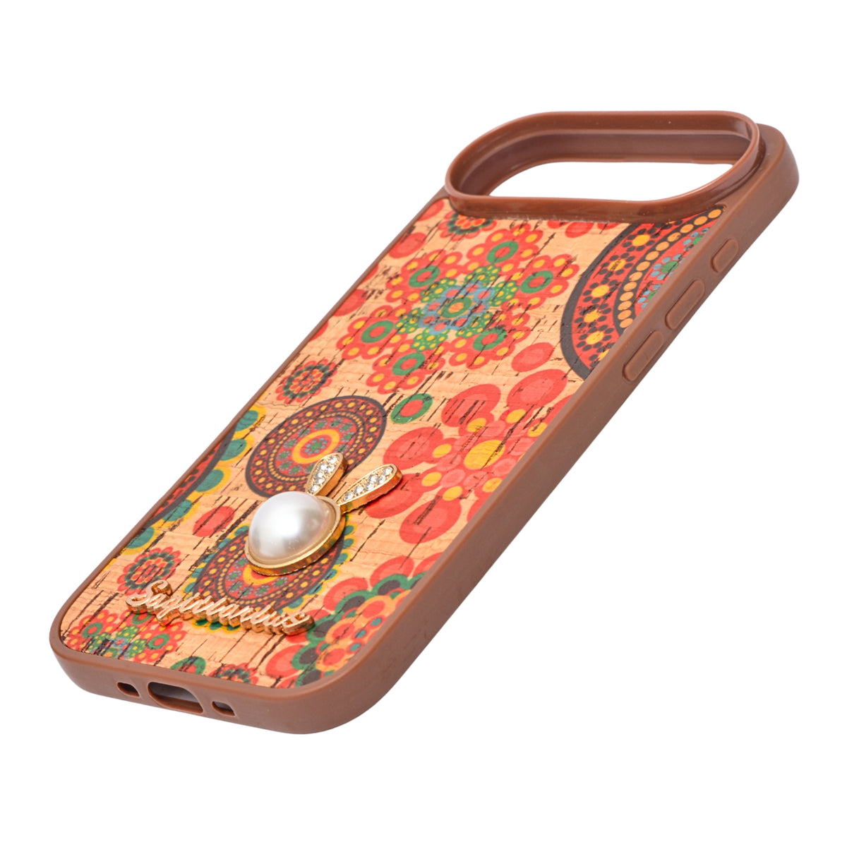 Bohemian Ethnic Print Cork Texture with Pearl Detail Phone Case for iPhone 17 Air