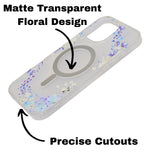 Transparent Floral MagSafe Compatible Phone Case for iPhone 16 Pro Max