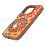 Bohemian Ethnic Print Cork Texture with Pearl Detail Phone Case for iPhone 15 Pro