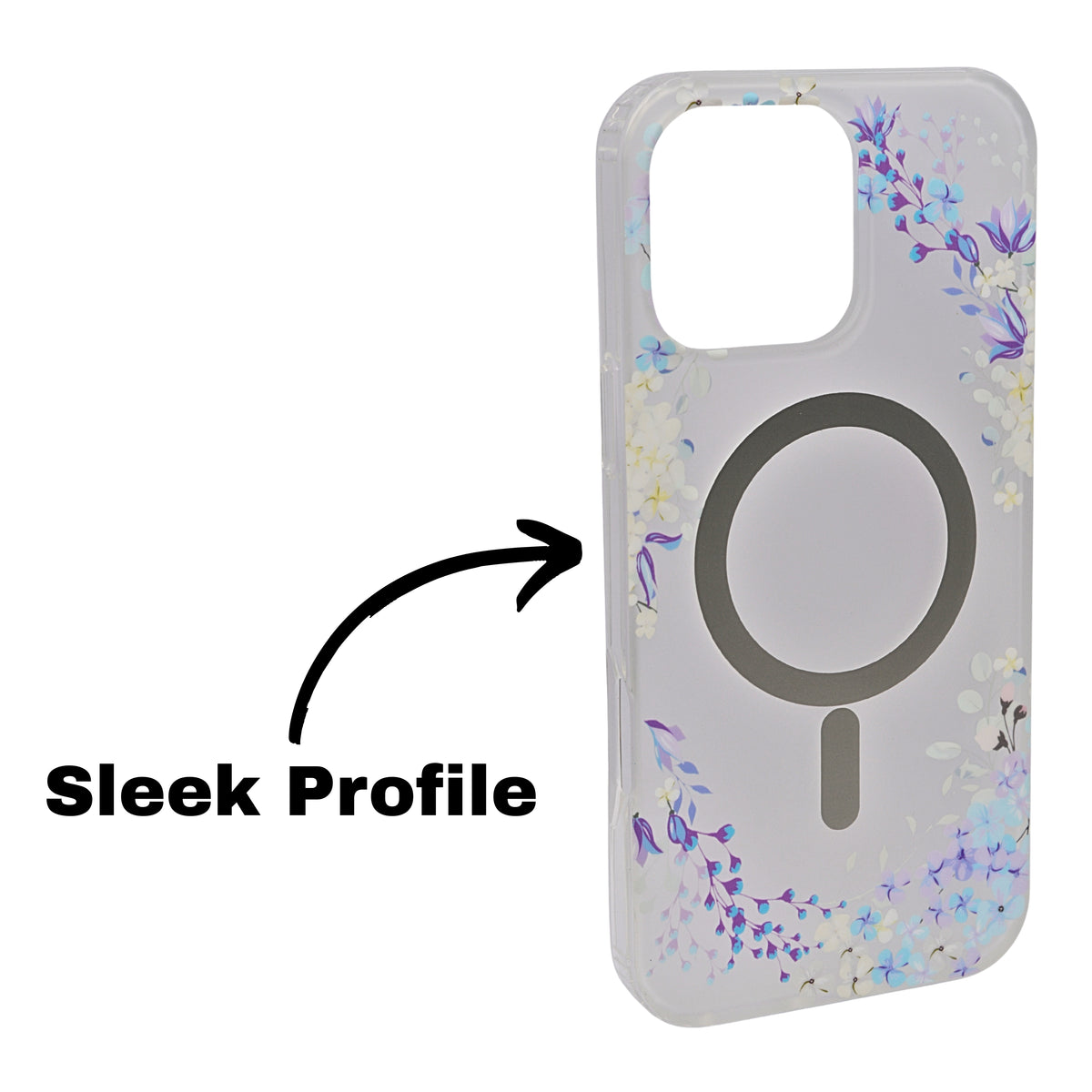 Transparent Floral MagSafe Compatible Phone Case for iPhone 16 Pro Max