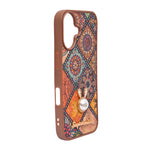 Bohemian Ethnic Print Cork Texture with Pearl Detail Phone Case for iPhone 16