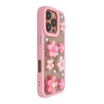 3D Pink Floral Pearl Design Protective Phone Case for iPhone 15 Pro