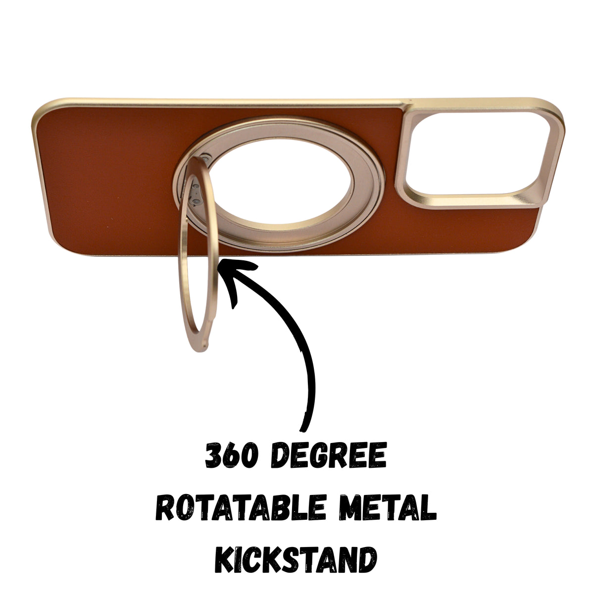 Metallic Camera Protector Frame with 360° Rotatable Kickstand Phone Case for iPhone 16 Pro Max