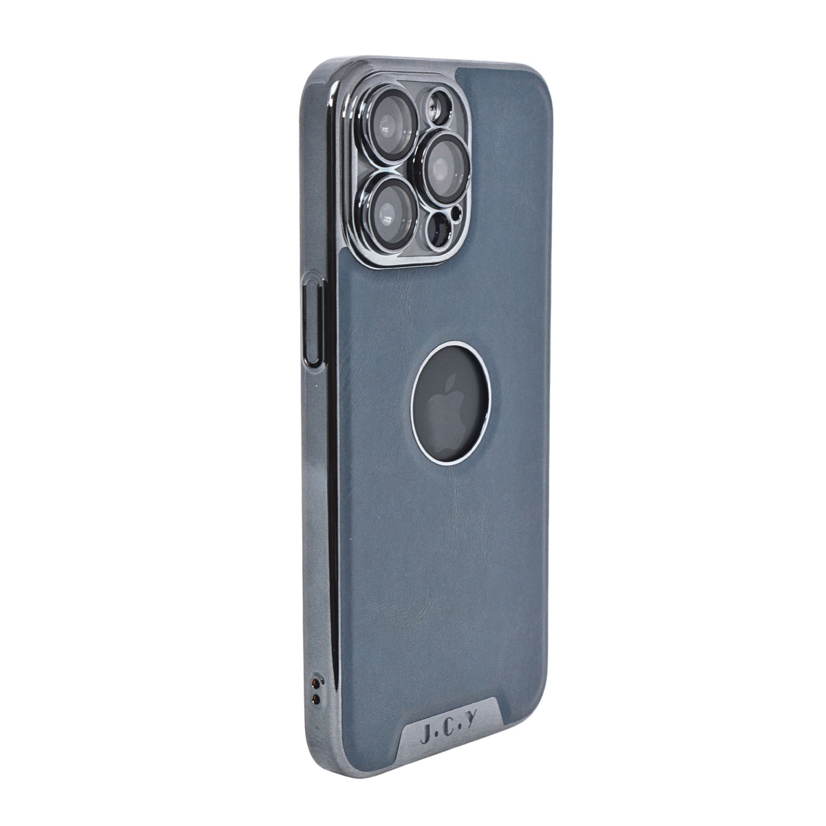Luxury Vegan Leather with Logo Cutout Phone Case for iPhone 15 Pro Max