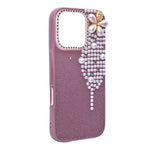 Luxury Glitter Finish with 3D Pearl Flower Design Phone Case for iPhone 16 Pro
