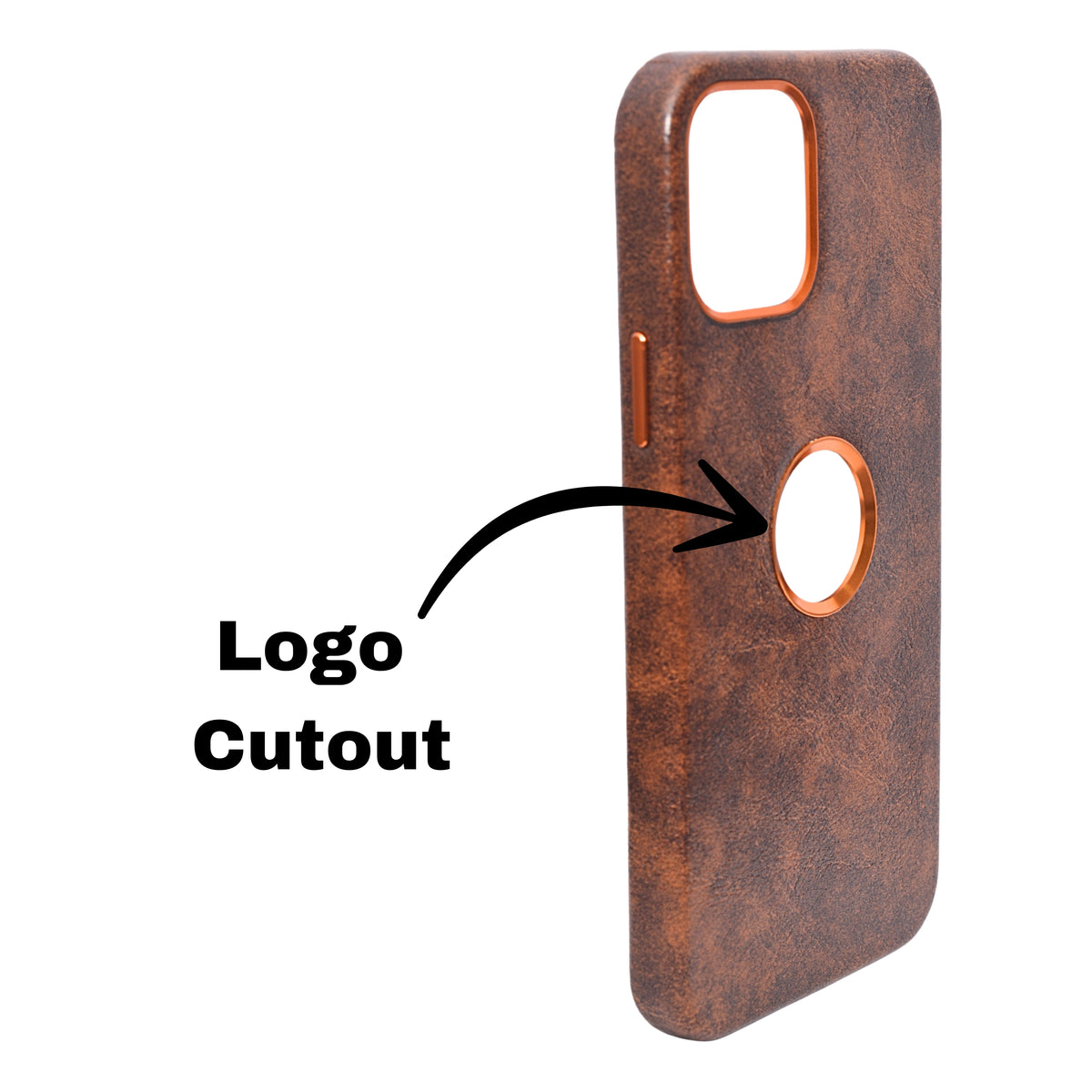 Premium Leather Finish with Metallic Logo Ring Cutout Phone Case for iPhone 12 /12Pro