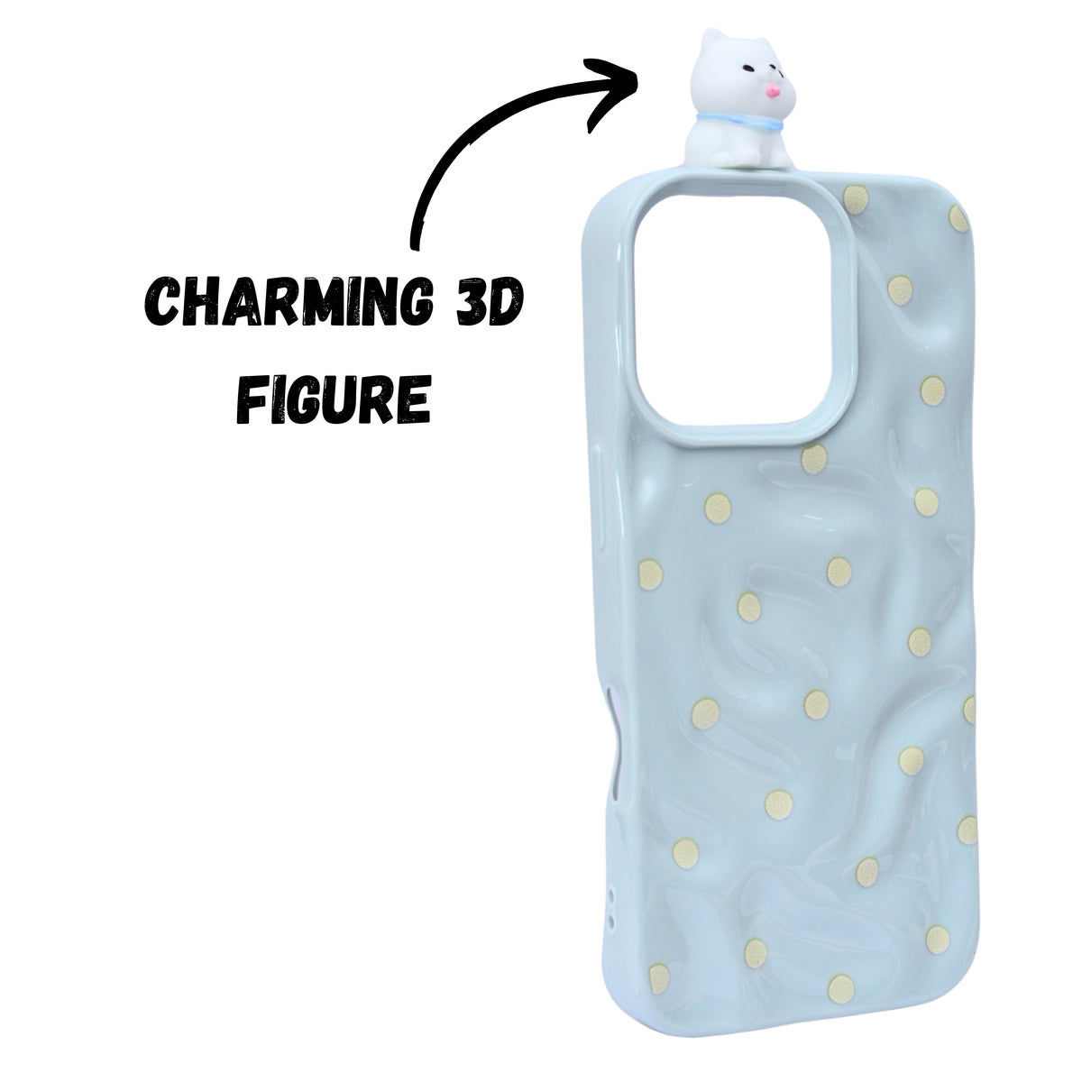 3D Cartoon Character with Polka Dots Soft Phone Case for iPhone 16 Pro