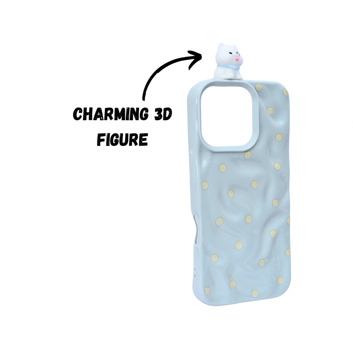 3D Cartoon Character with Polka Dots Soft Phone Case for iPhone 16 Pro