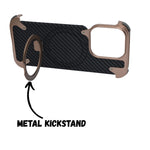 Frameless Carbon Fiber Metal Bumper Case with MagSafe Ring Stand – For iPhone 16 Pro / 16 Pro Max