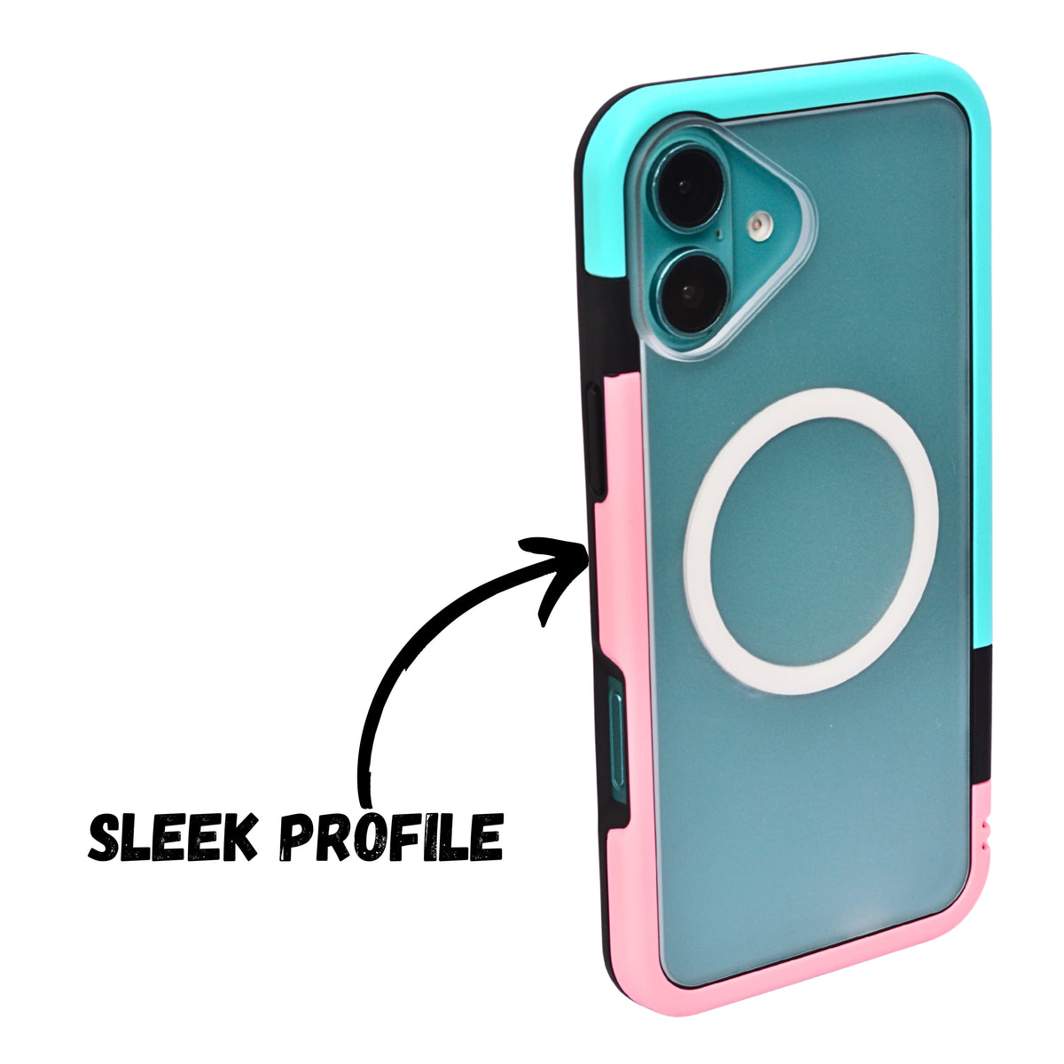 Dual Color Edge Matte Transparent MagSafe Phone Case for iPhone 16 Plus