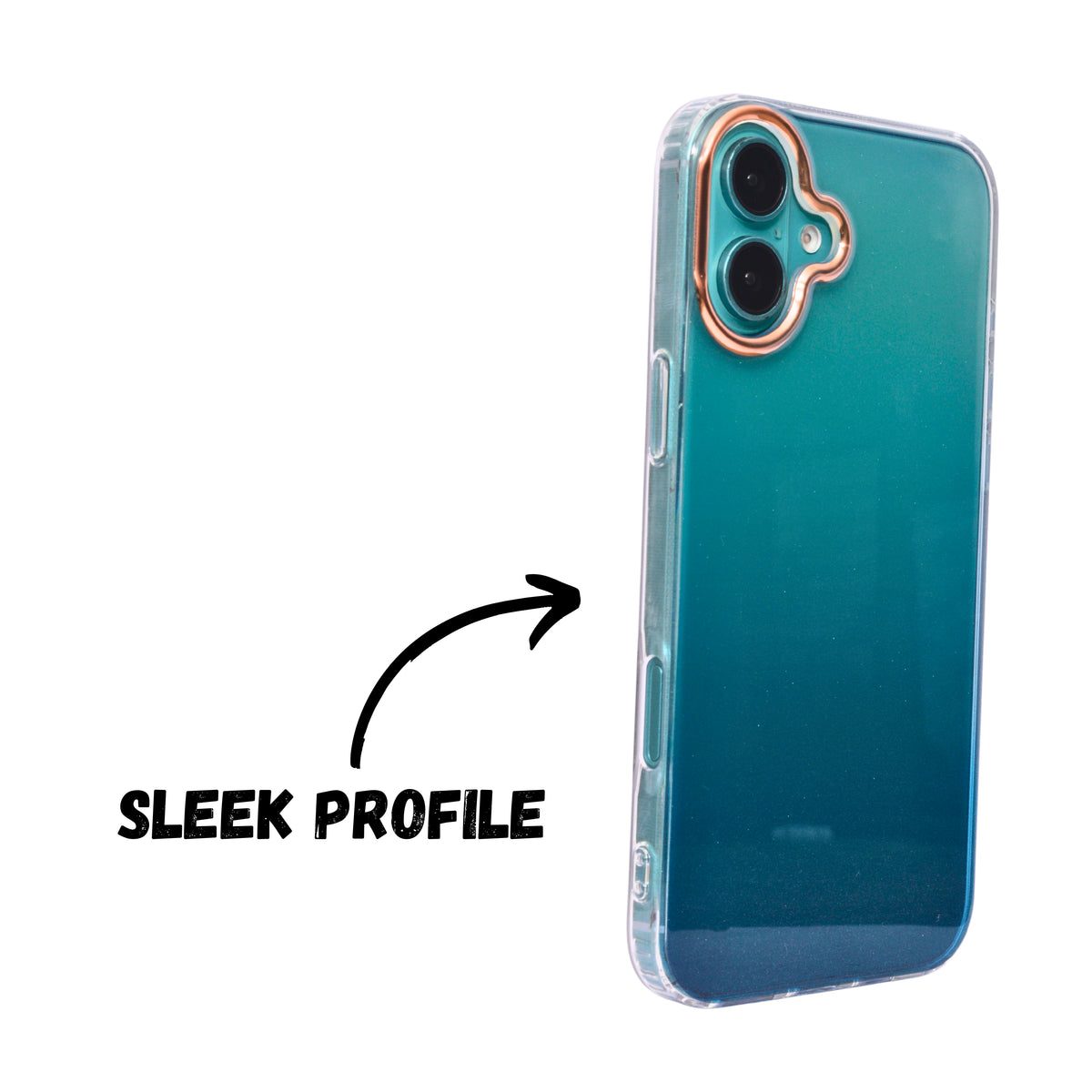 Transparent Gradual Change Glitter Color Arts & Crac Glitter Case for iPhone 16 Plus