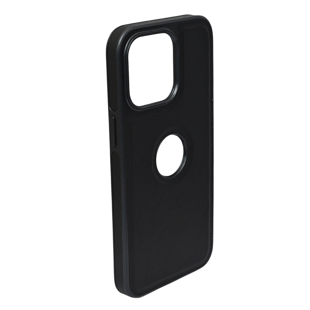 Premium Leather Texture with Logo Cutout Phone Case for iPhone 15 Pro Max