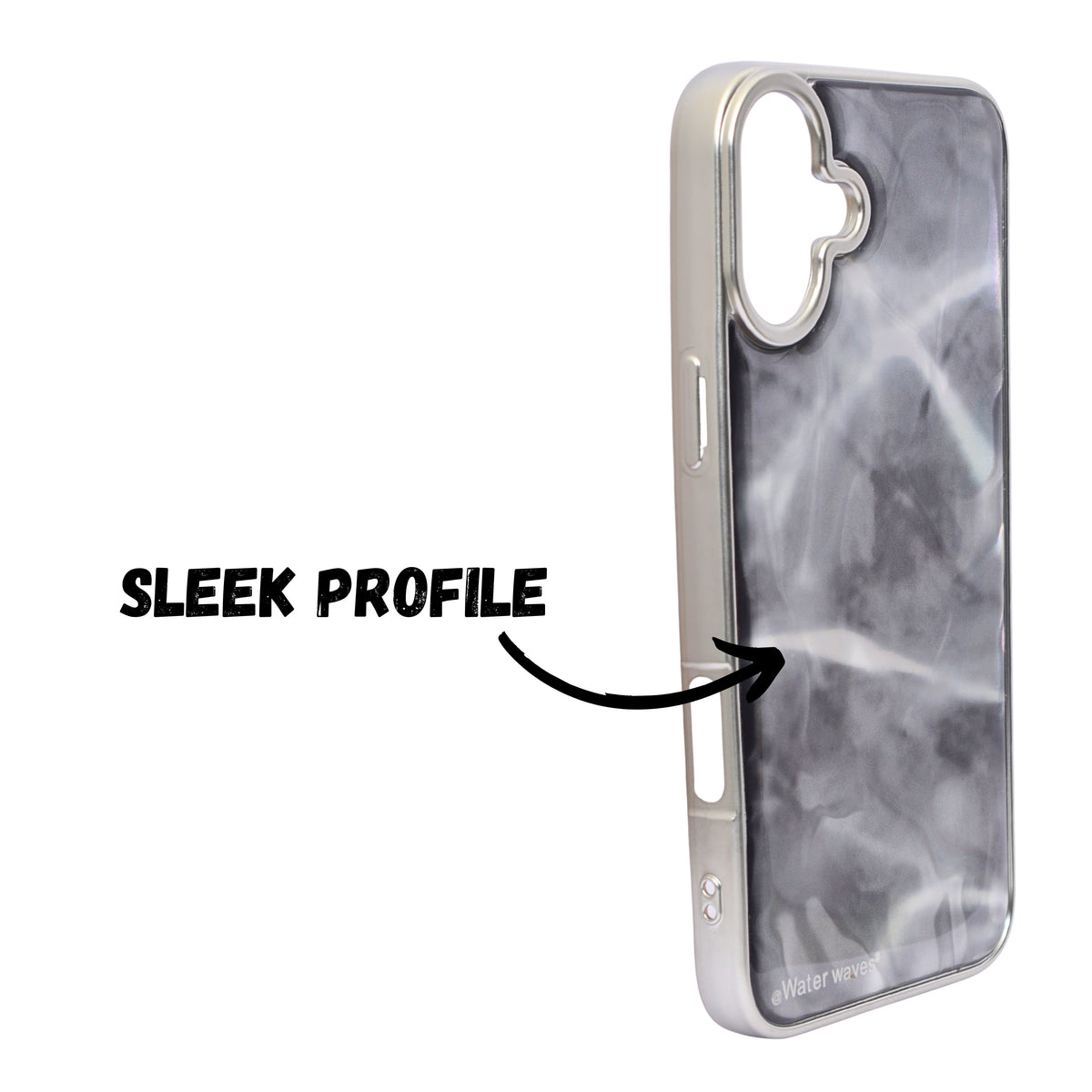 Marble Wave Glossy Water Flow Design Shockproof Cover For iPhone 16 Plus
