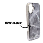 Marble Wave Glossy Water Flow Design Shockproof Cover For iPhone 16 Plus